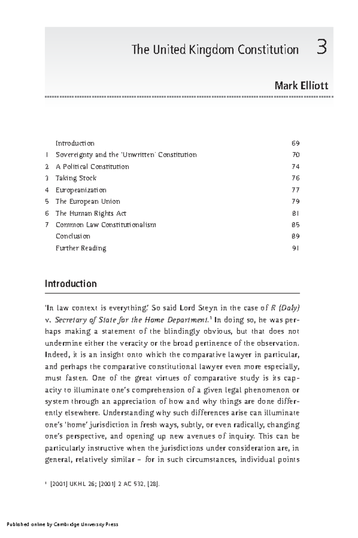 The united kingdom constitution - Introduction 69 1 Sovereignty and the ...