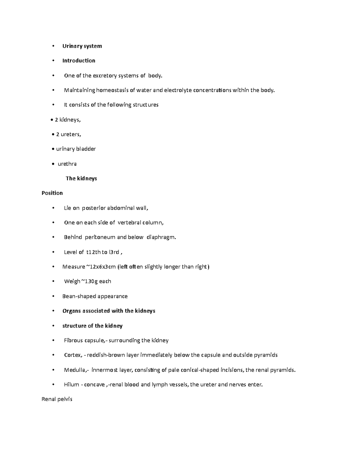 14-Urinary system - Lectures notes of Anatomy and physiology - Urinary ...