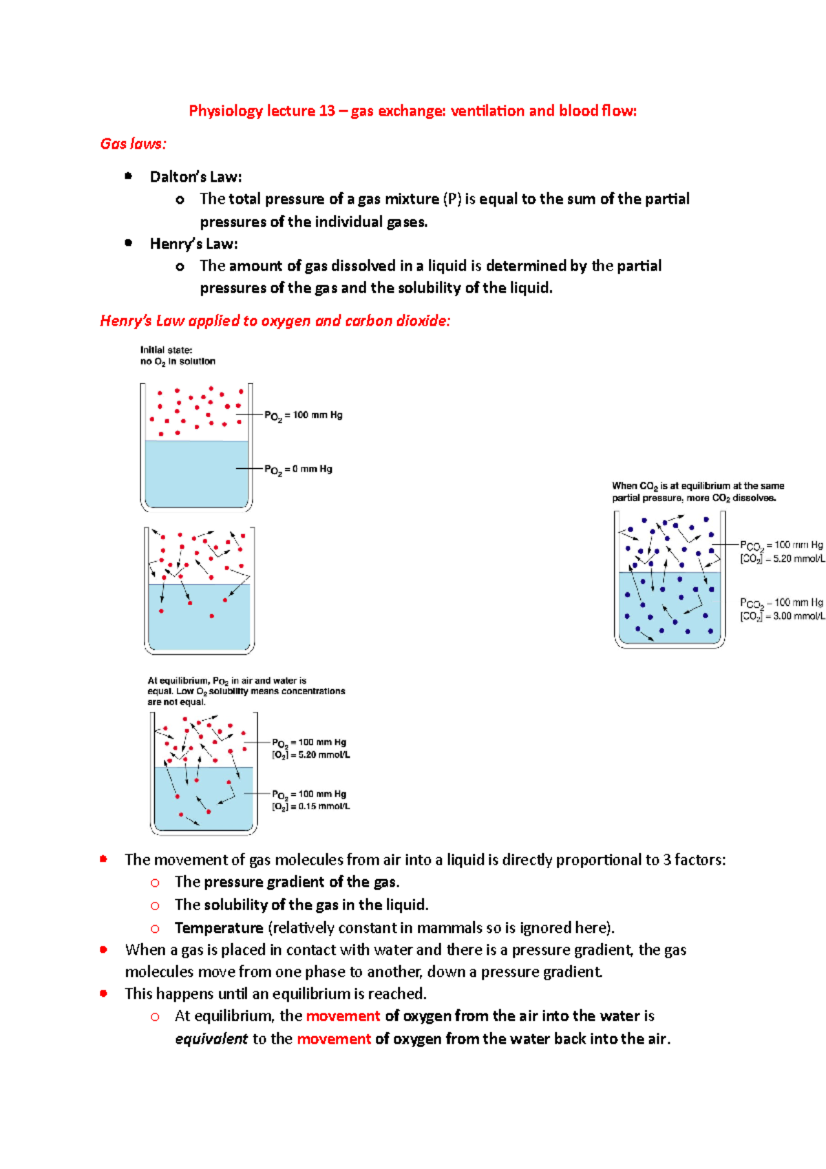 PSC1002 Physiology lecture 13 - gas exchange - ventilation and blood ...