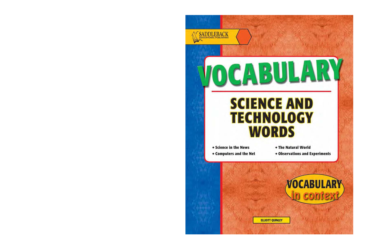 Vocabulary science and technology - ELLIOTT QUINLEY 1 Science in the ...