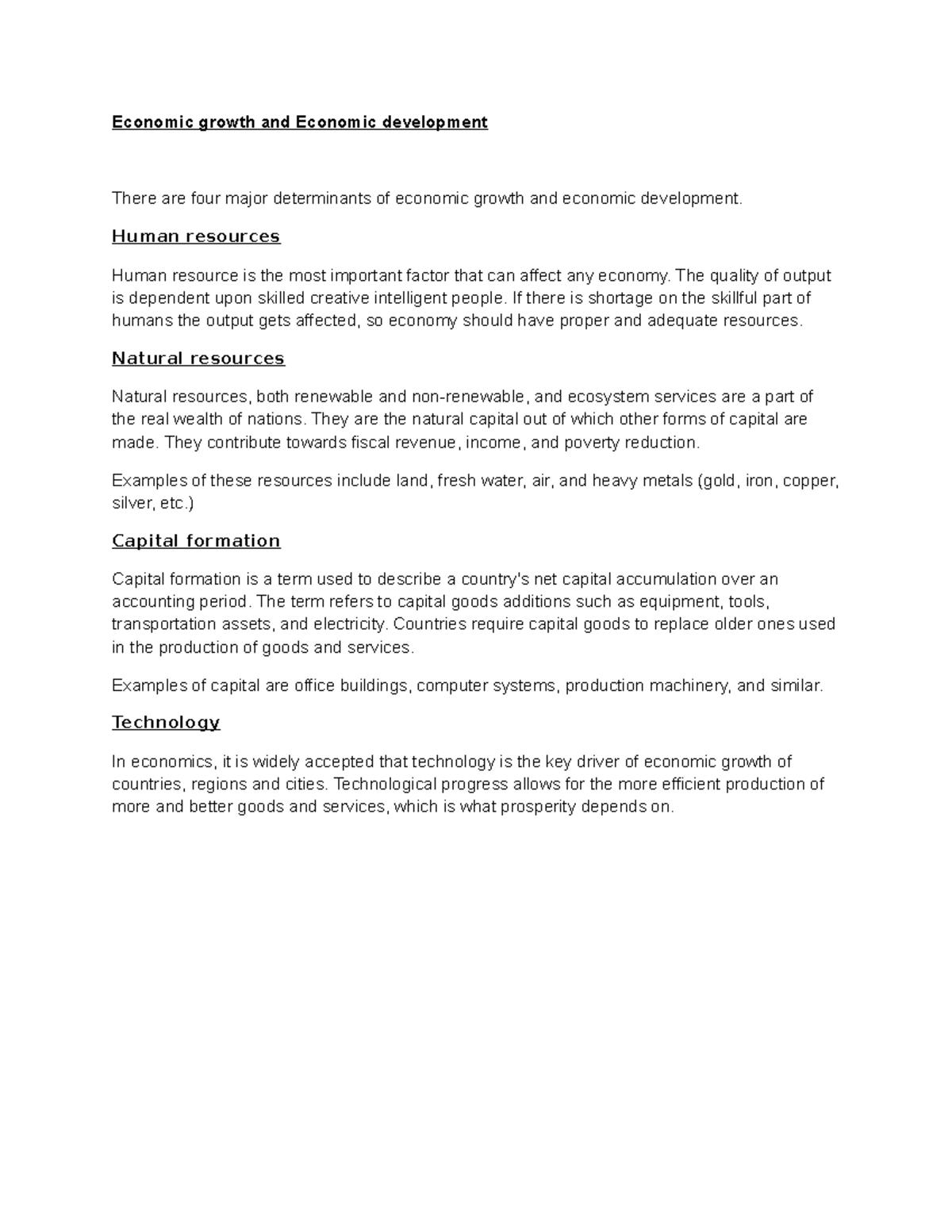 Economic growth and economic development - Human resources Human ...