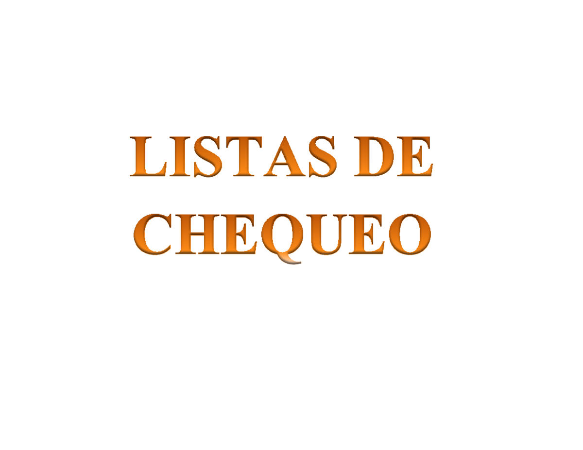 Listaschequeo - Listas de chequeo - CARE (2013) Lista de Chequeo de