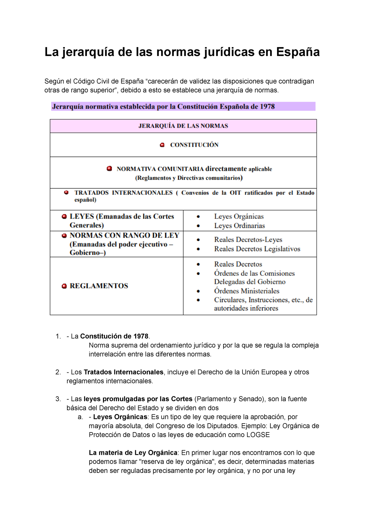 La Jerarquía De Las Normas Jurídicas En España La Jerarquía De Las Normas Jurídicas En España