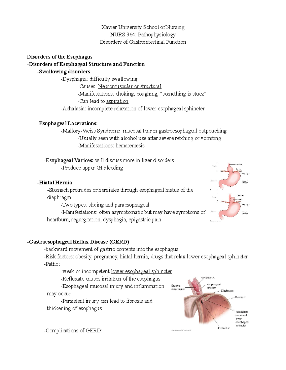 GI Disorders 1 - Class notes from pathophysiology with Jonathan ...