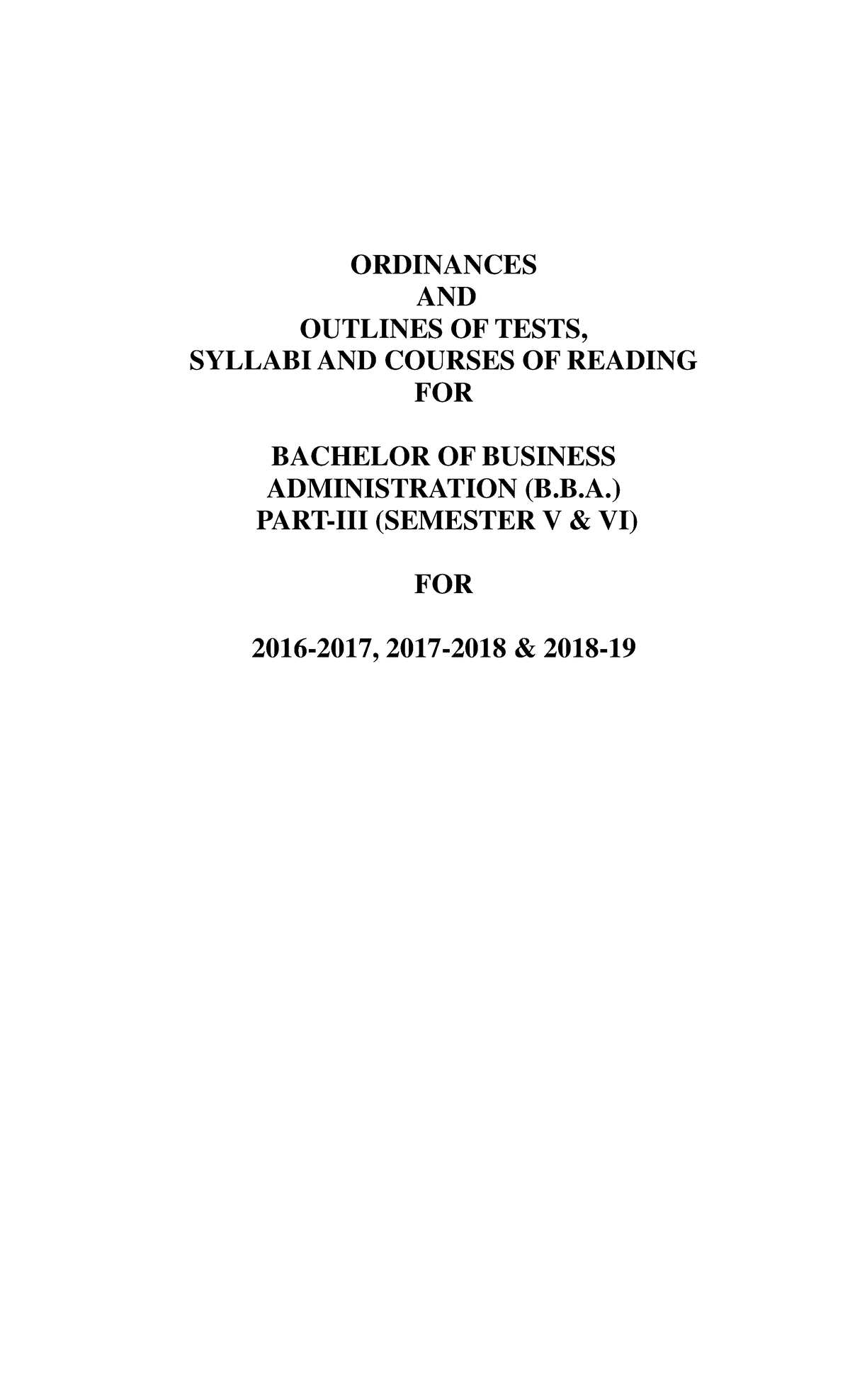 Bachelor OF Business Administration(B.B.A.) PART III( Semester V & VI ...