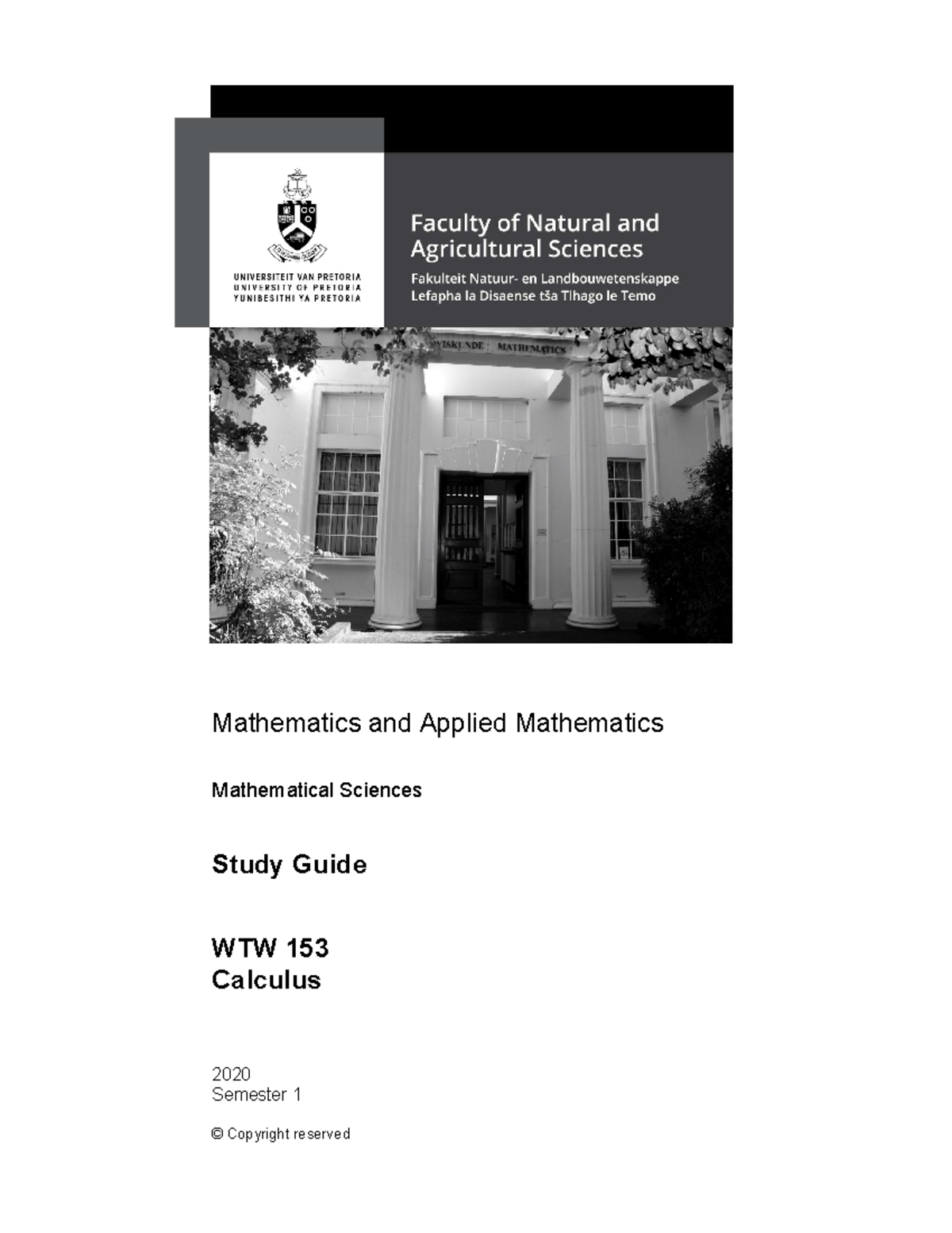 WTW 153 2020 study guide - Mathematics and Applied Mathematics ...