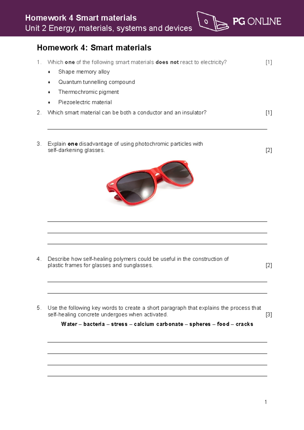 homework 4 smart materials answers