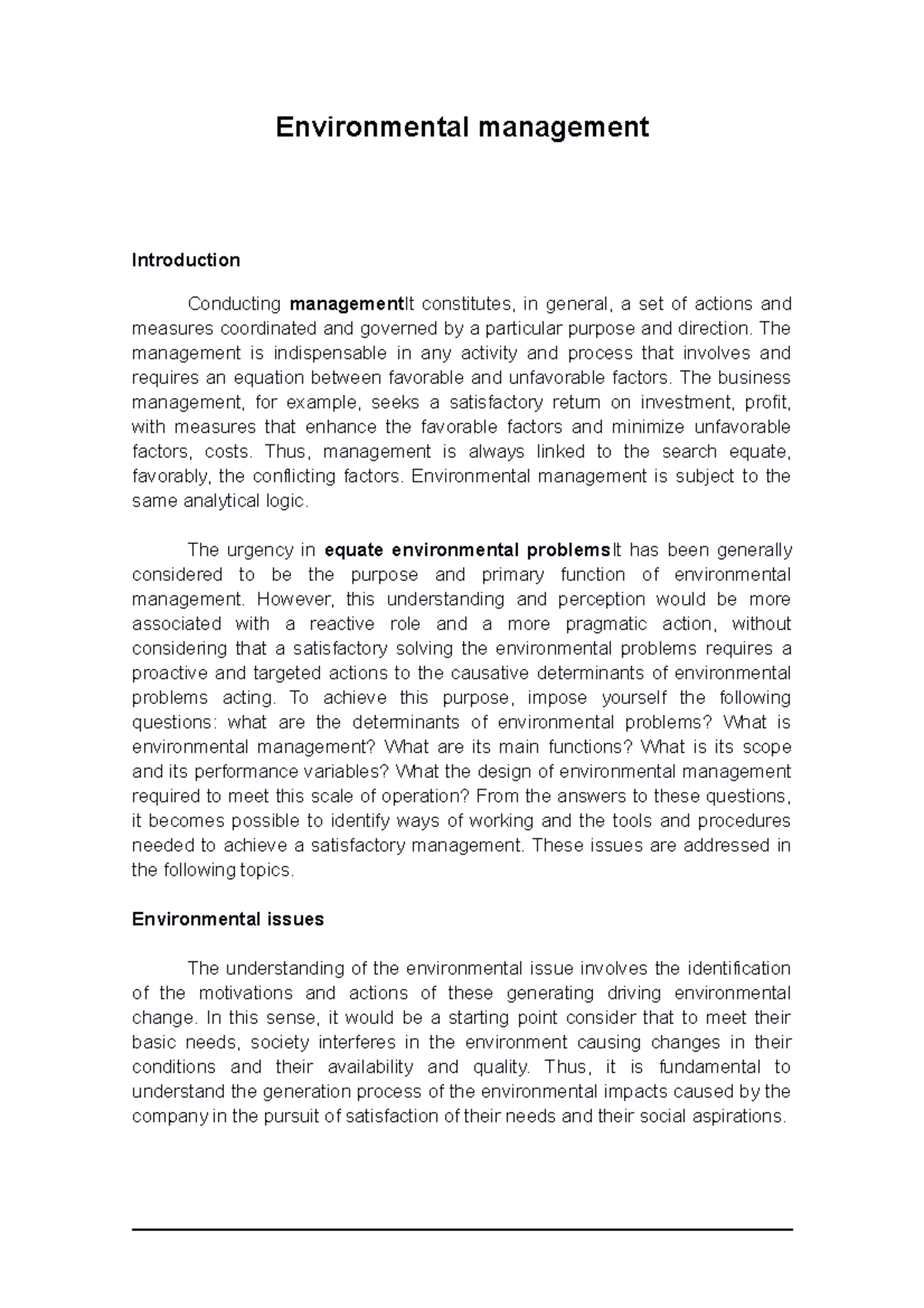 Environmental management - Environmental management Introduction ...
