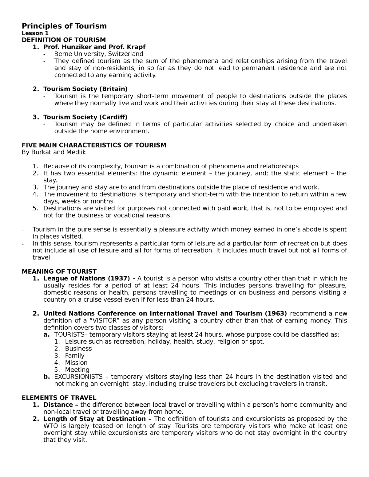 principles of tourism 2 syllabus