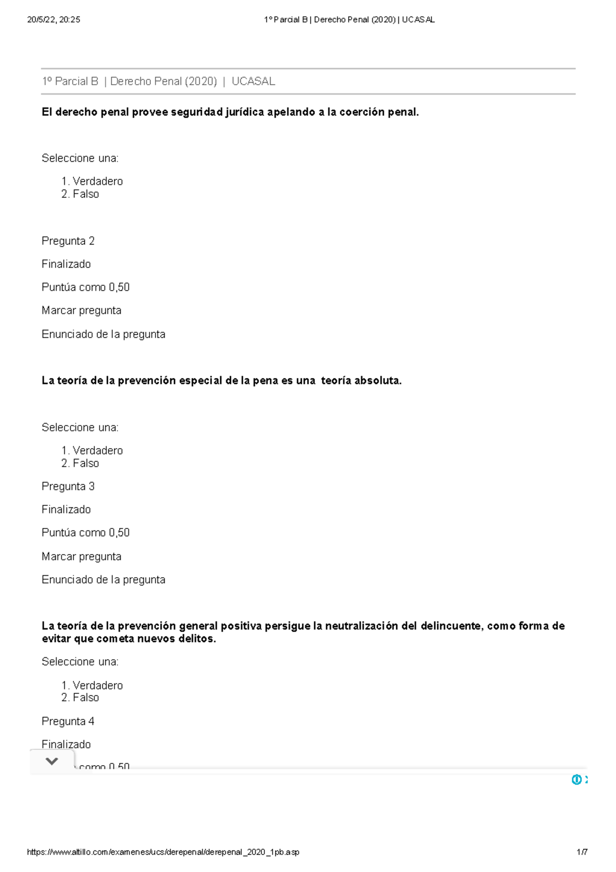 1º Parcial B Derecho Penal (2020) Ucasal - 1º Parcial B | Derecho Penal ...