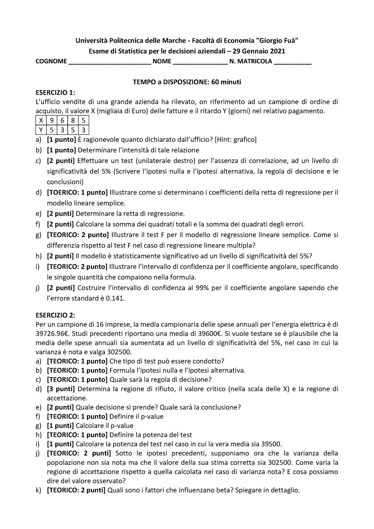 Sd A Compito 2 - Università Politecnica Delle Marche - Facoltà Di ...