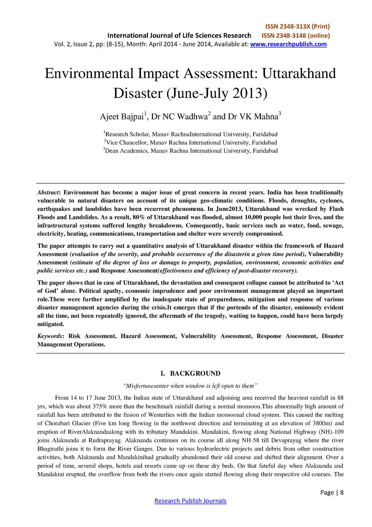 environmental disaster research paper topics