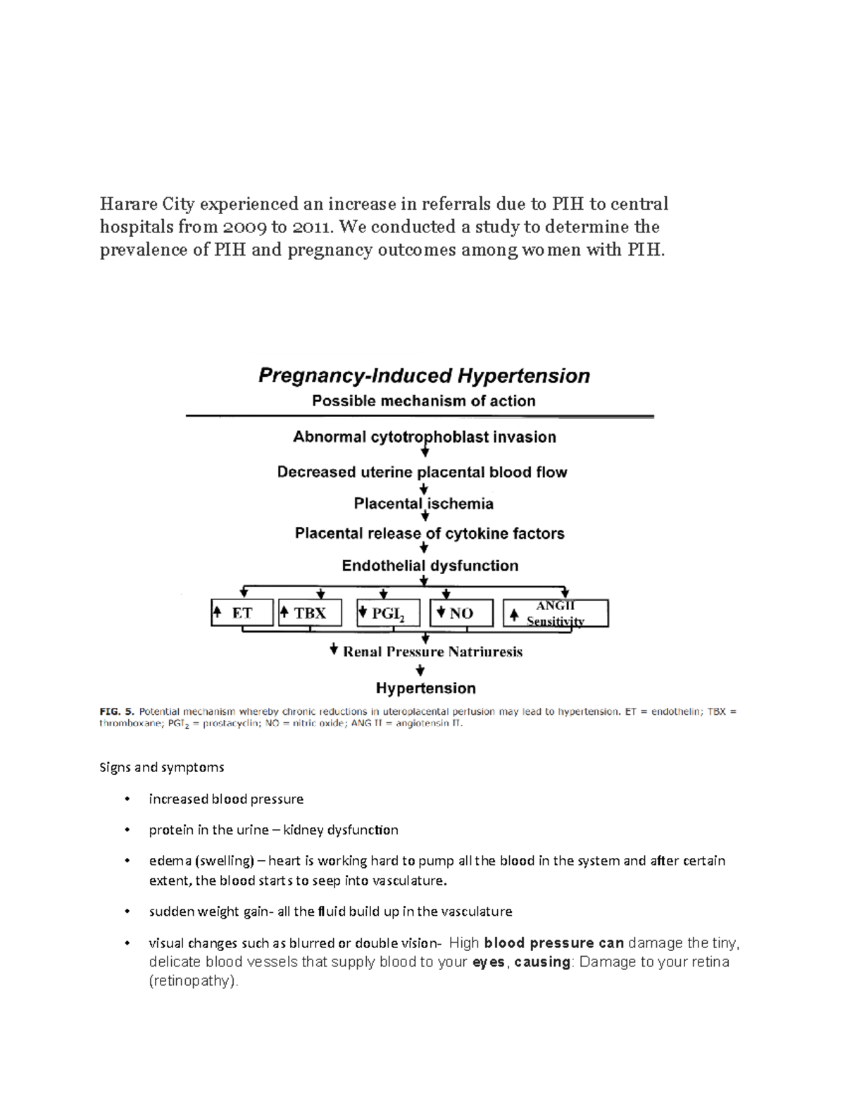 Patho notes - Harare City experienced an increase in referrals due to ...