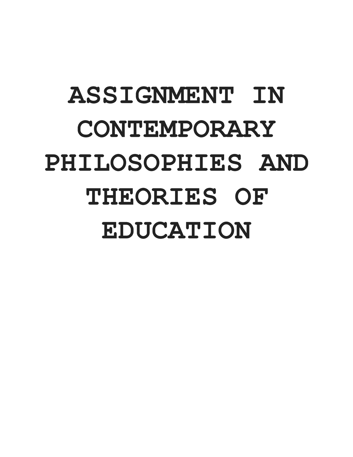 educational philosophy analysis assignment