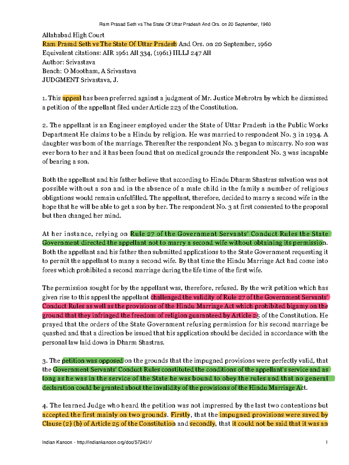 Ram Prasad v. State of UP - Allahabad High Court Ram Prasad Seth vs The ...