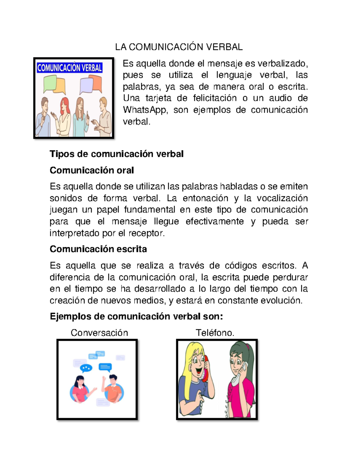 La comunicación verbal - LA COMUNICACIÓN VERBAL Es aquella donde el ...
