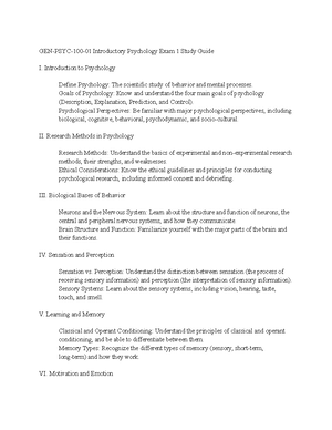 Psyc Exam 3 Study Guide - Exam 3 Summary - GEN-PSYC-100-01 Introductory ...