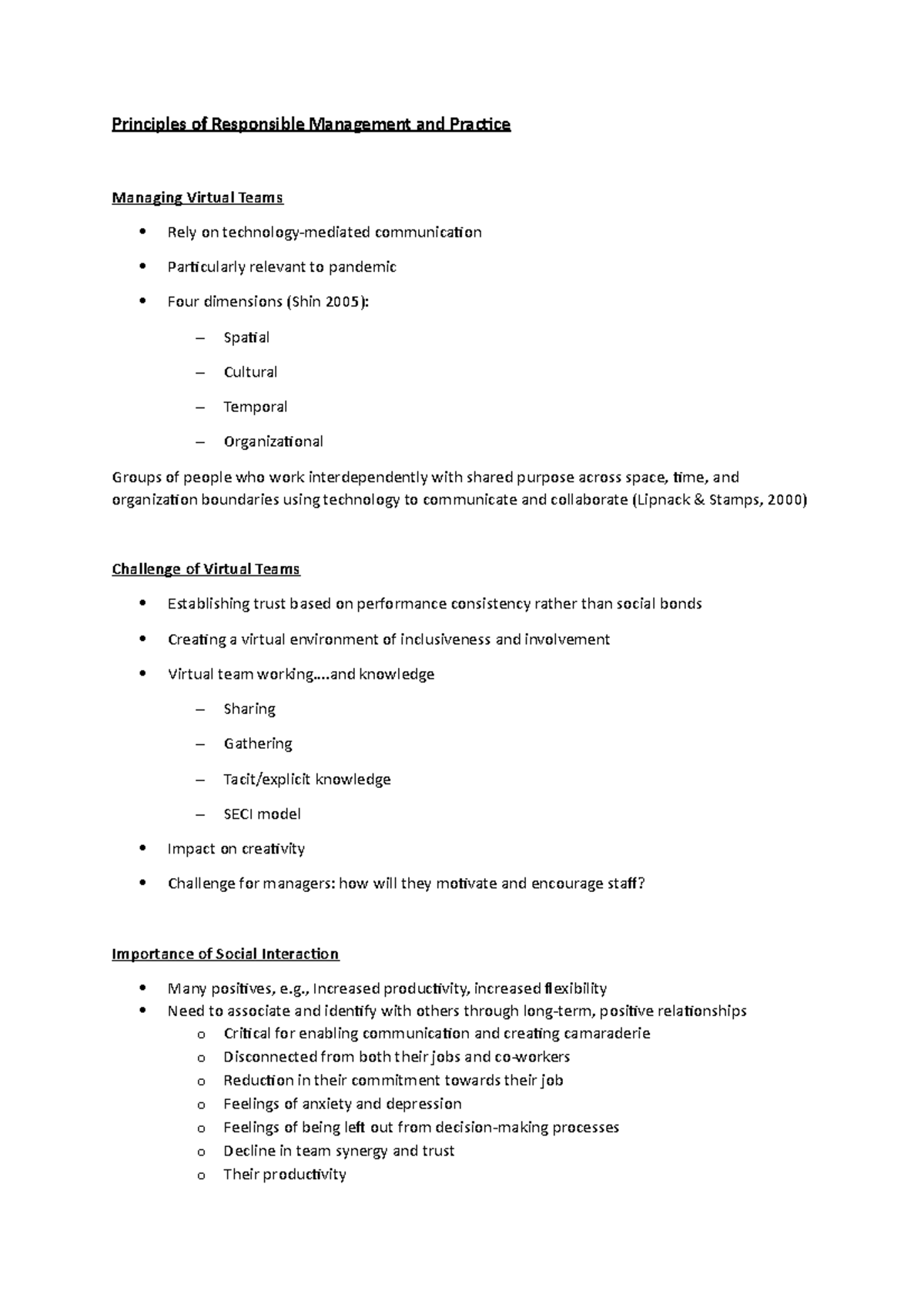 Principles of Management Notes 8 - Principles of Responsible Management ...