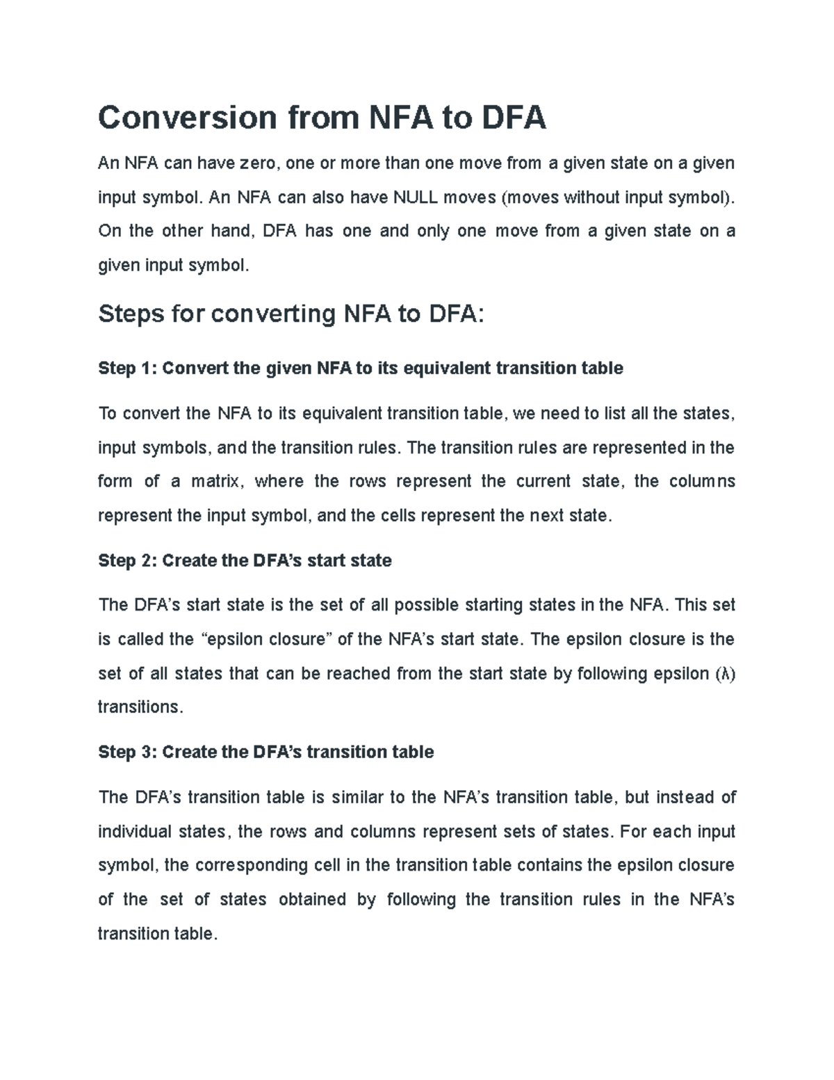 Question BANK – 1 (Part 8) - Conversion from NFA to DFA An NFA can have ...