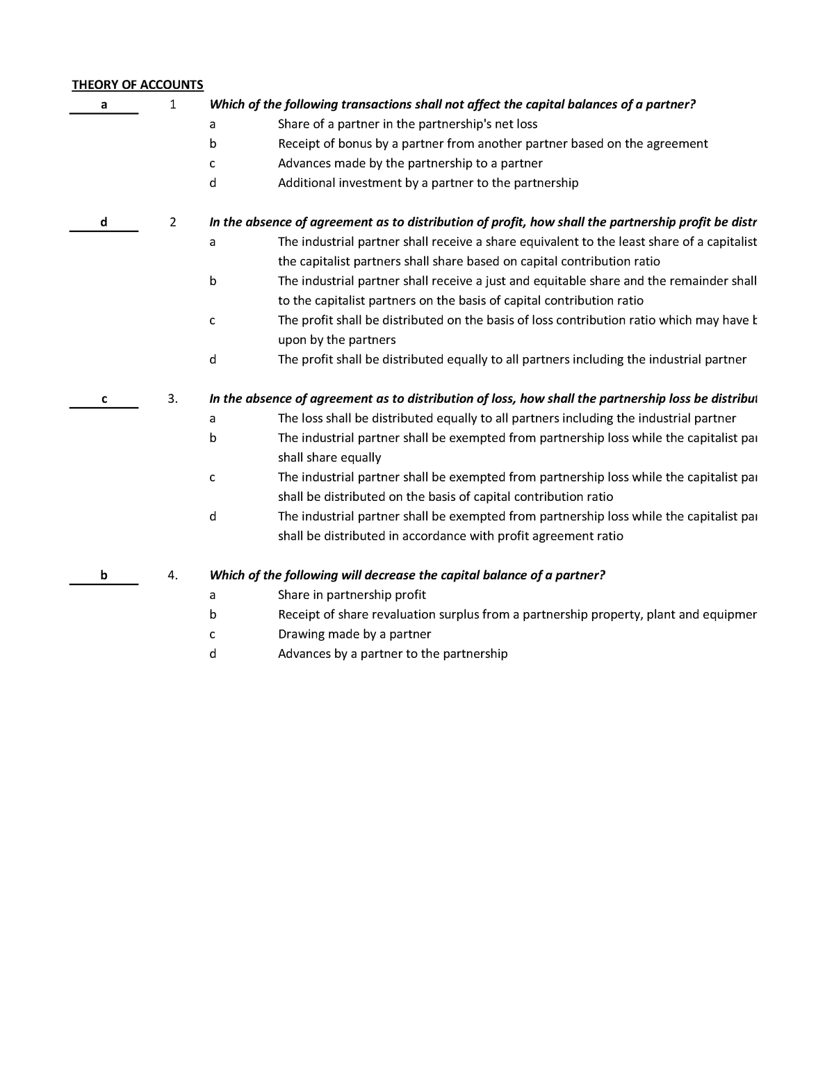 Book7 Accounting For Spl Theory Of Accounts A 1 Which Of The Following Transactions Shall Not Studocu