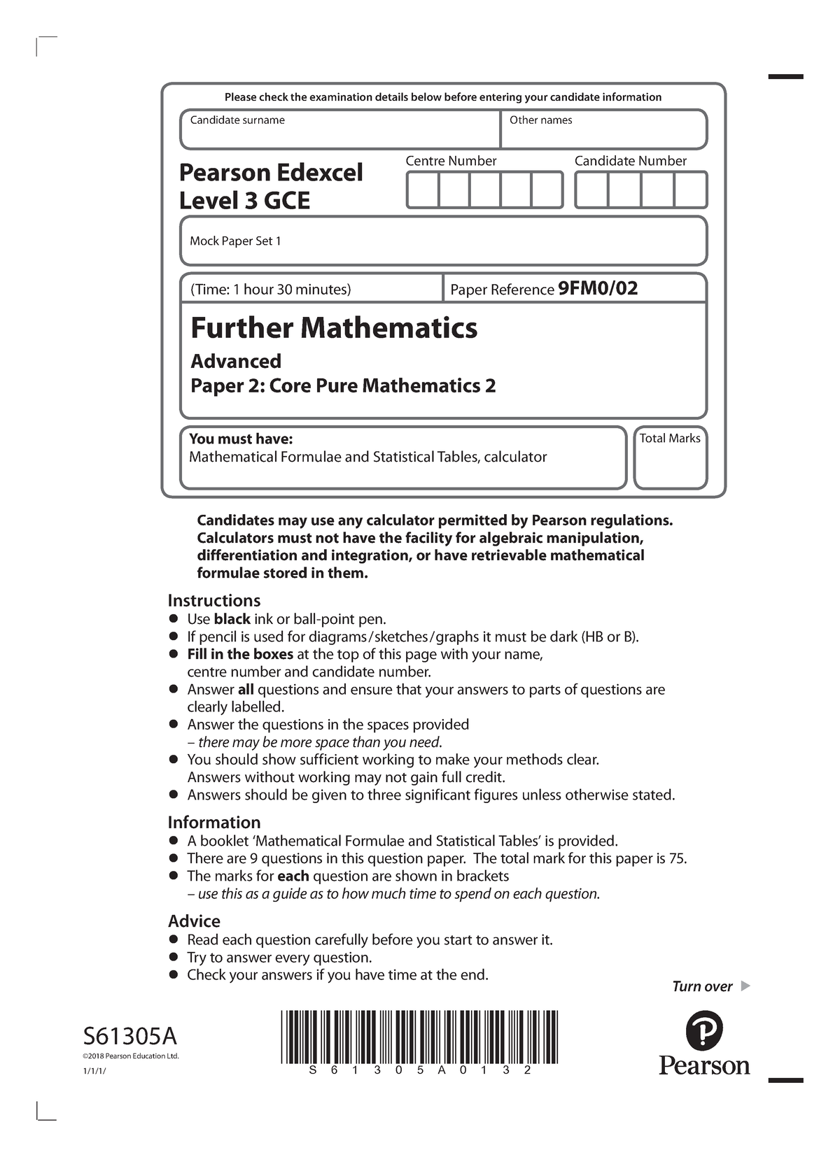 0s1 9FM0-02 Core Pure 2 - Mock Set 1 (pdf) - Please Check The ...