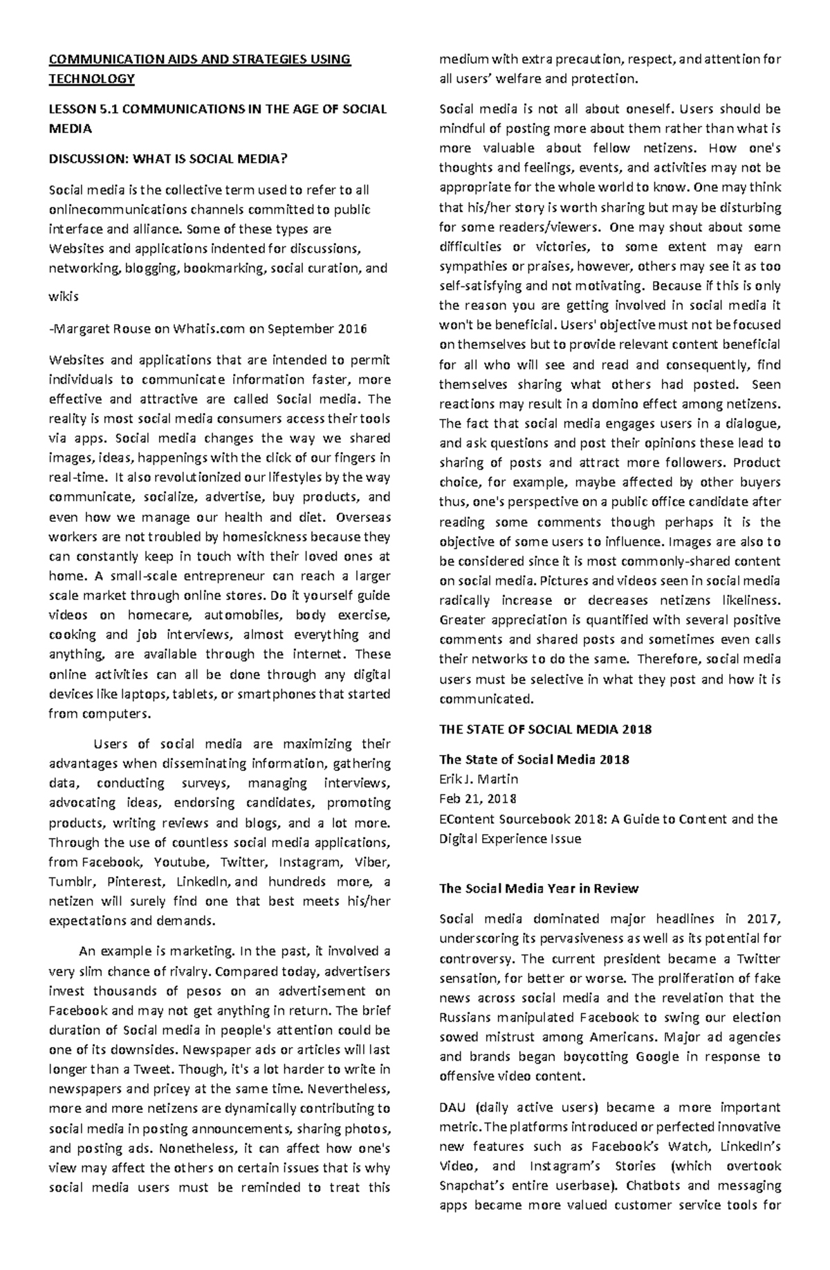 Communication AIDS AND Strategies Using Technology Notes AB