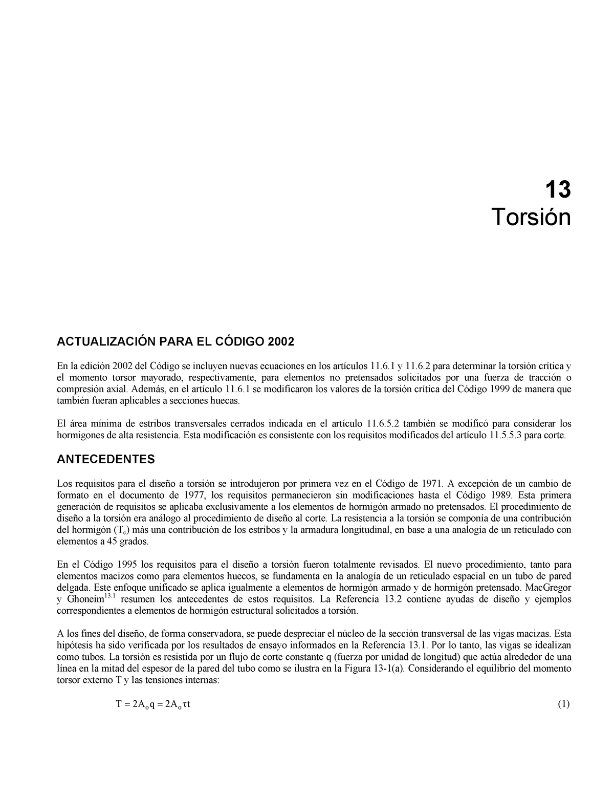 Torsión Hormigón Armado - 13 TorsiÛn ACTUALIZACI”N PARA EL C”DIGO 2002 ...