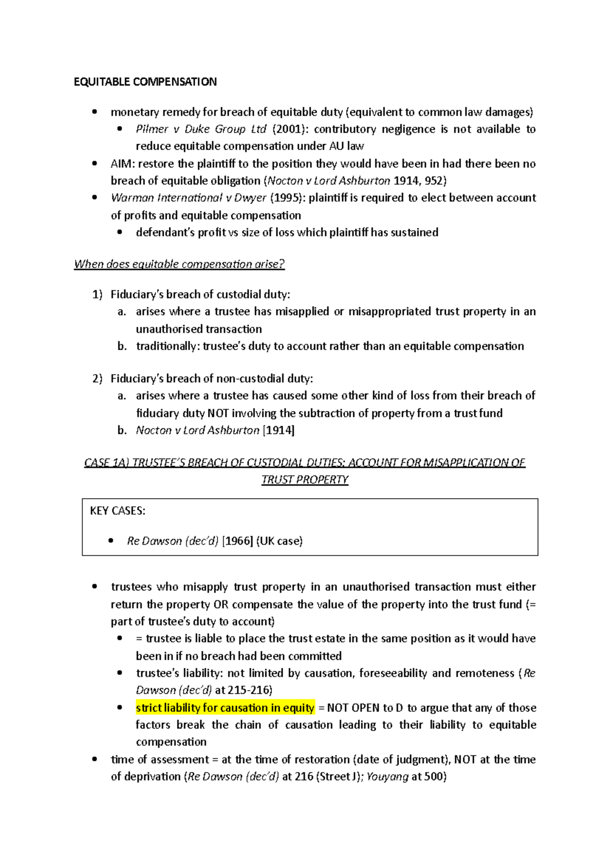 22. Equitable Compensation EQUITABLE COMPENSATION remedy for