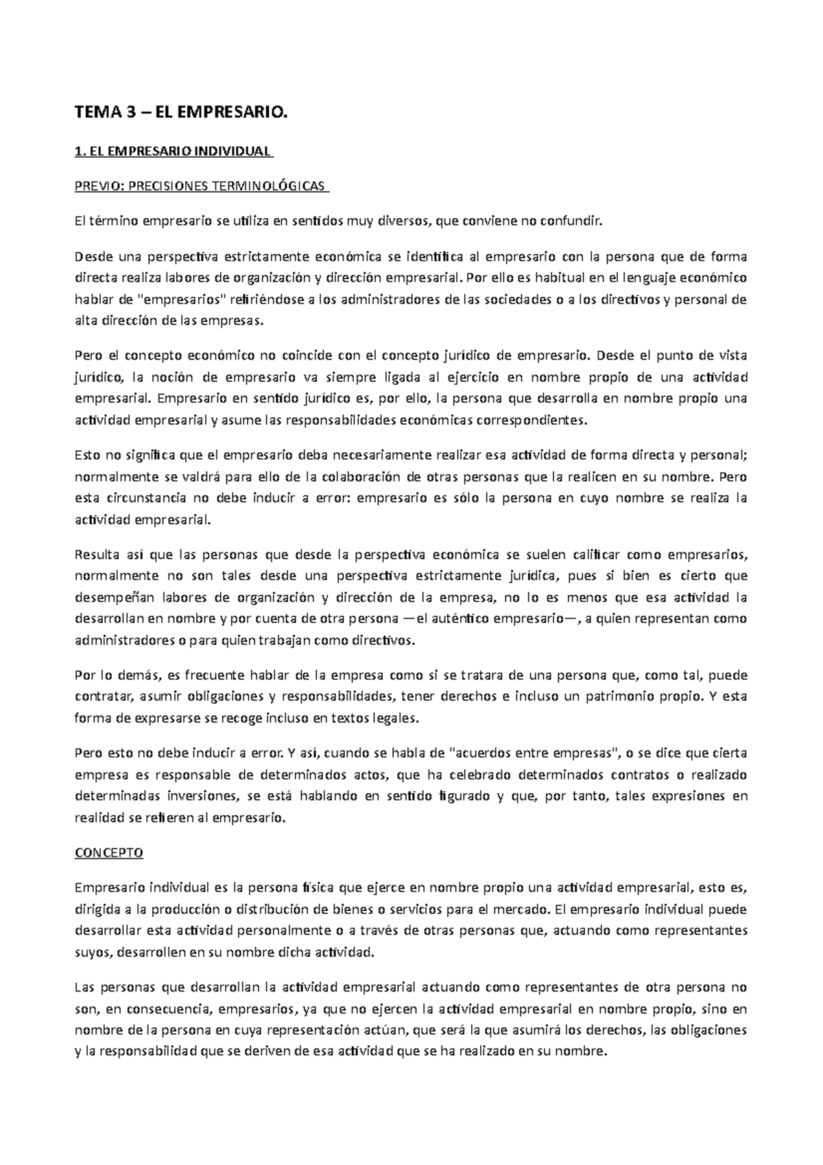TEMA 3 - Apuntes 3 - TEMA 3 – EL EMPRESARIO. 1. EL EMPRESARIO ...