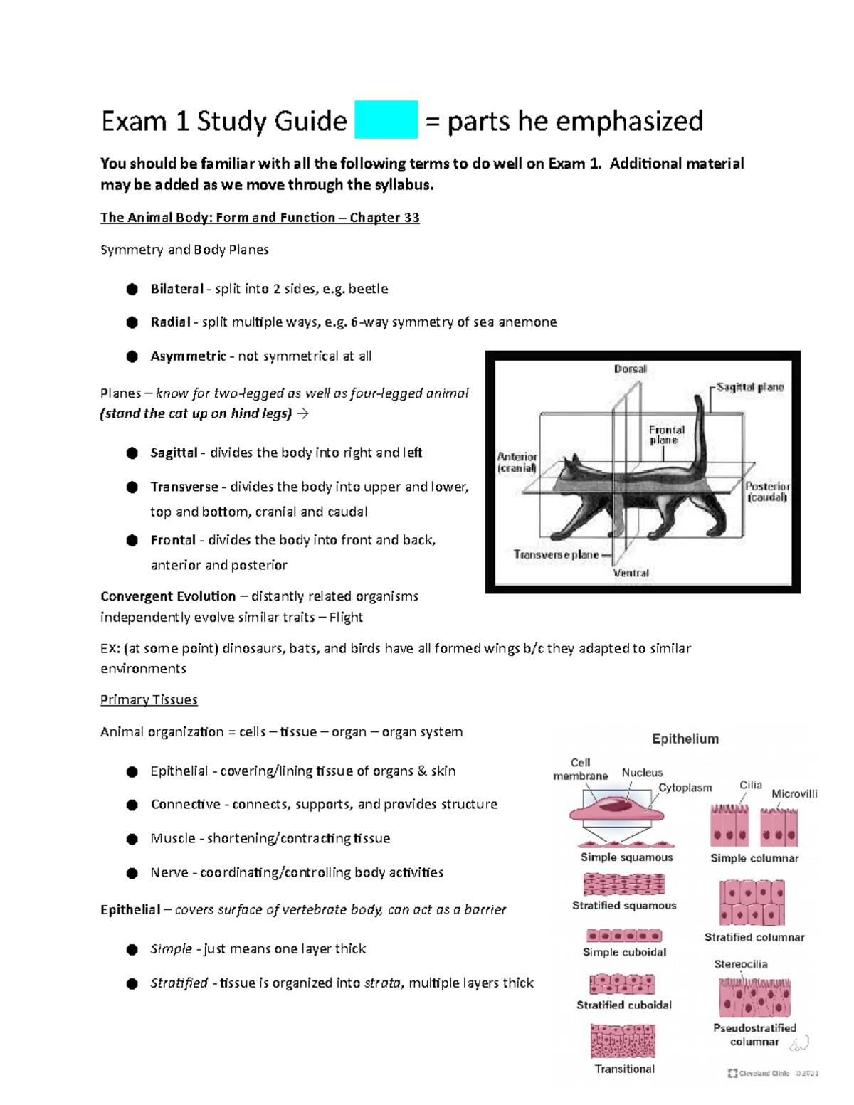 Exam 1 Study Guide - Exam 1 Review - Professor Art Goven III - Exam 1 ...