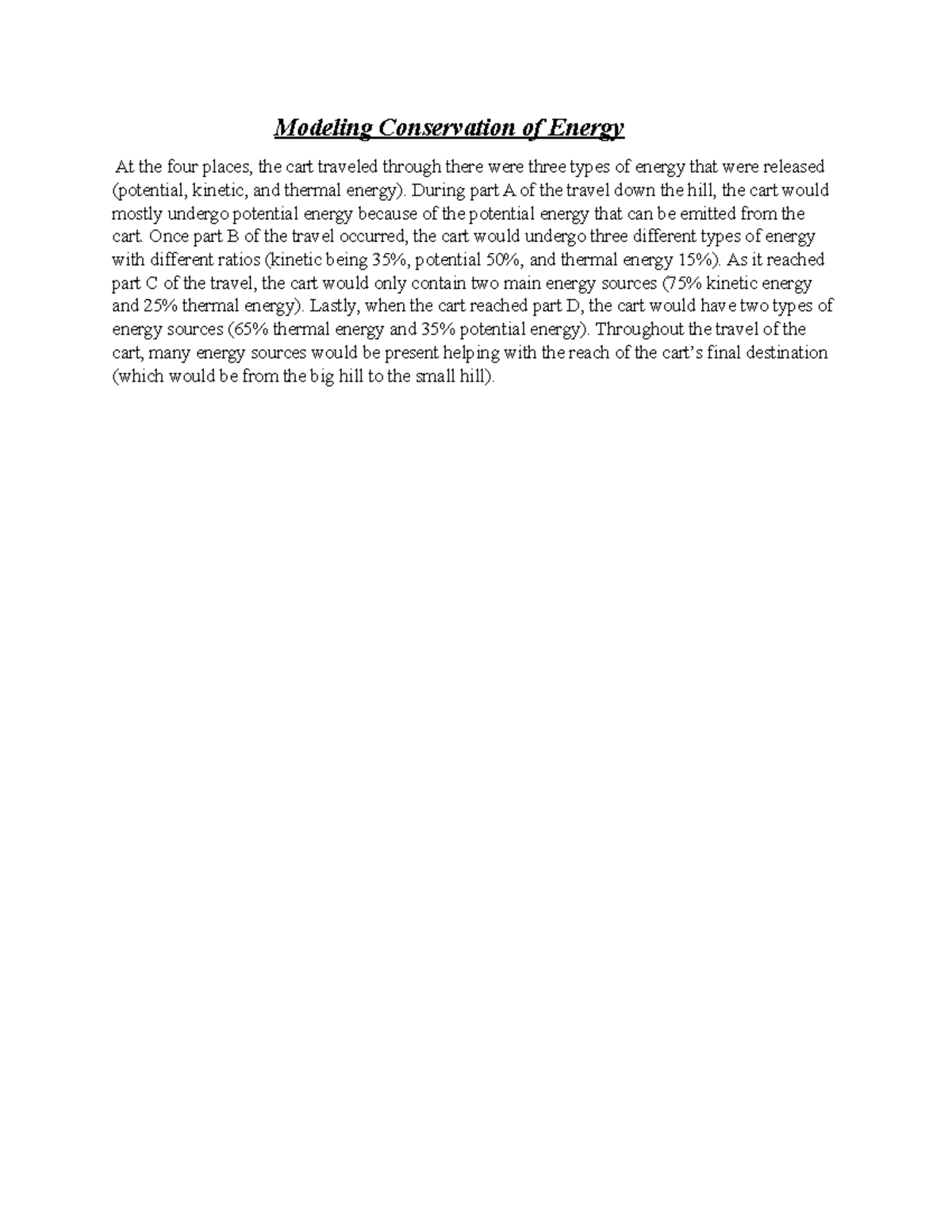 Document CArt - Cart velocity - Modeling Conservation of Energy At the ...