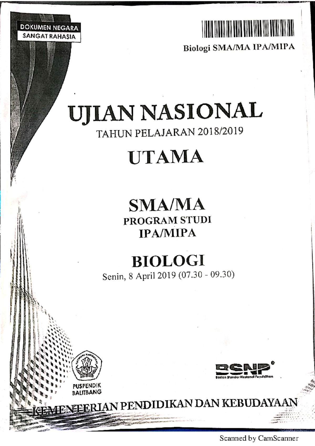 2019 UN BIO - UjianNasional - Biology Class - Studocu