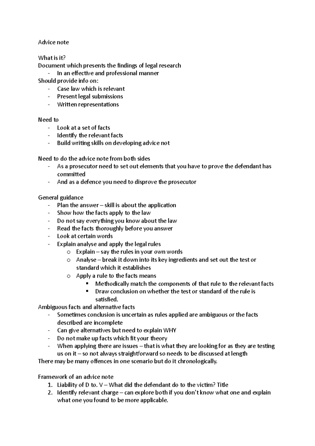 Advice note lecture 6 - Notes - Advice note What is it? Document which ...