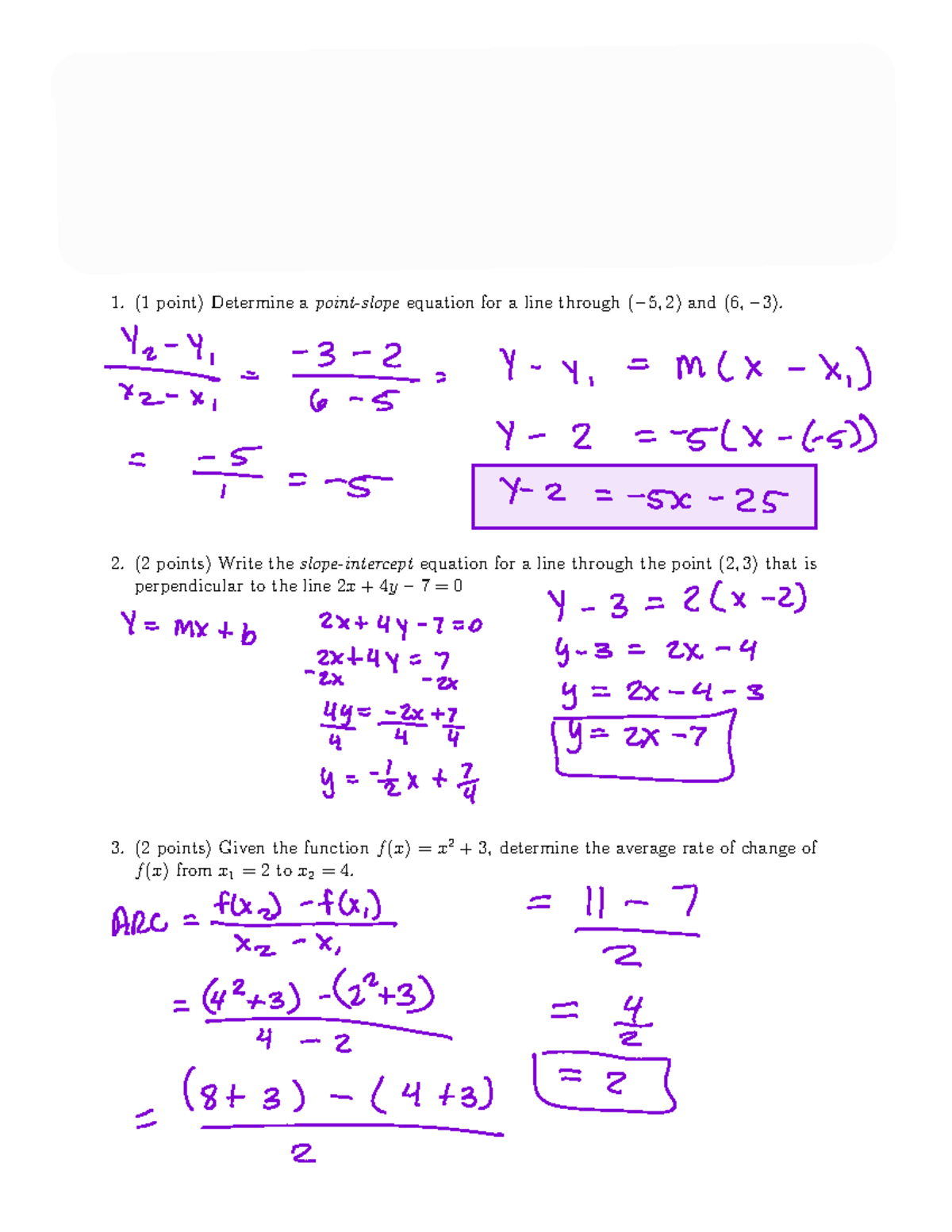 math medic pre calc lesson 1.1 homework