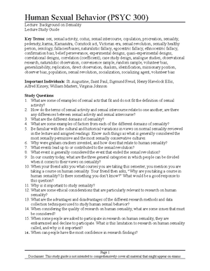 Study Guide (Anatomy and Physiology) - Human Sexual Behavior (PSYC 300 ...
