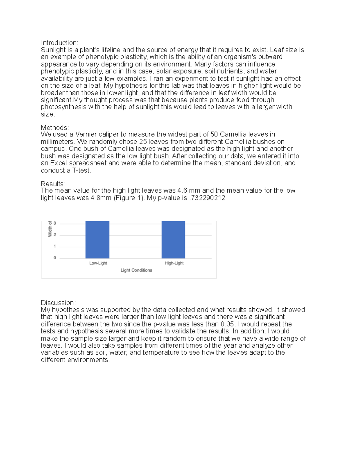 Lab Report 1 Introduction Sunlight is a plant's lifeline and the