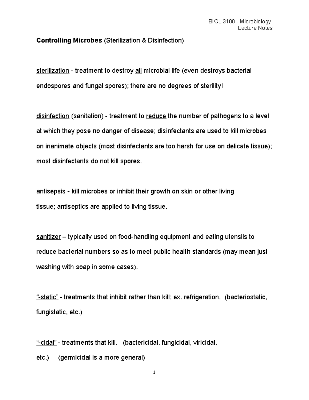 2021-Microbiology-Lecture-Notes-BIOL-3100-Controlling Microbes -23A ...