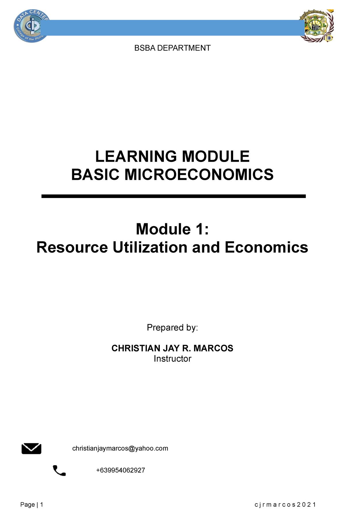 Module-1 - Module - BSBA DEPARTMENT LEARNING MODULE BASIC ...