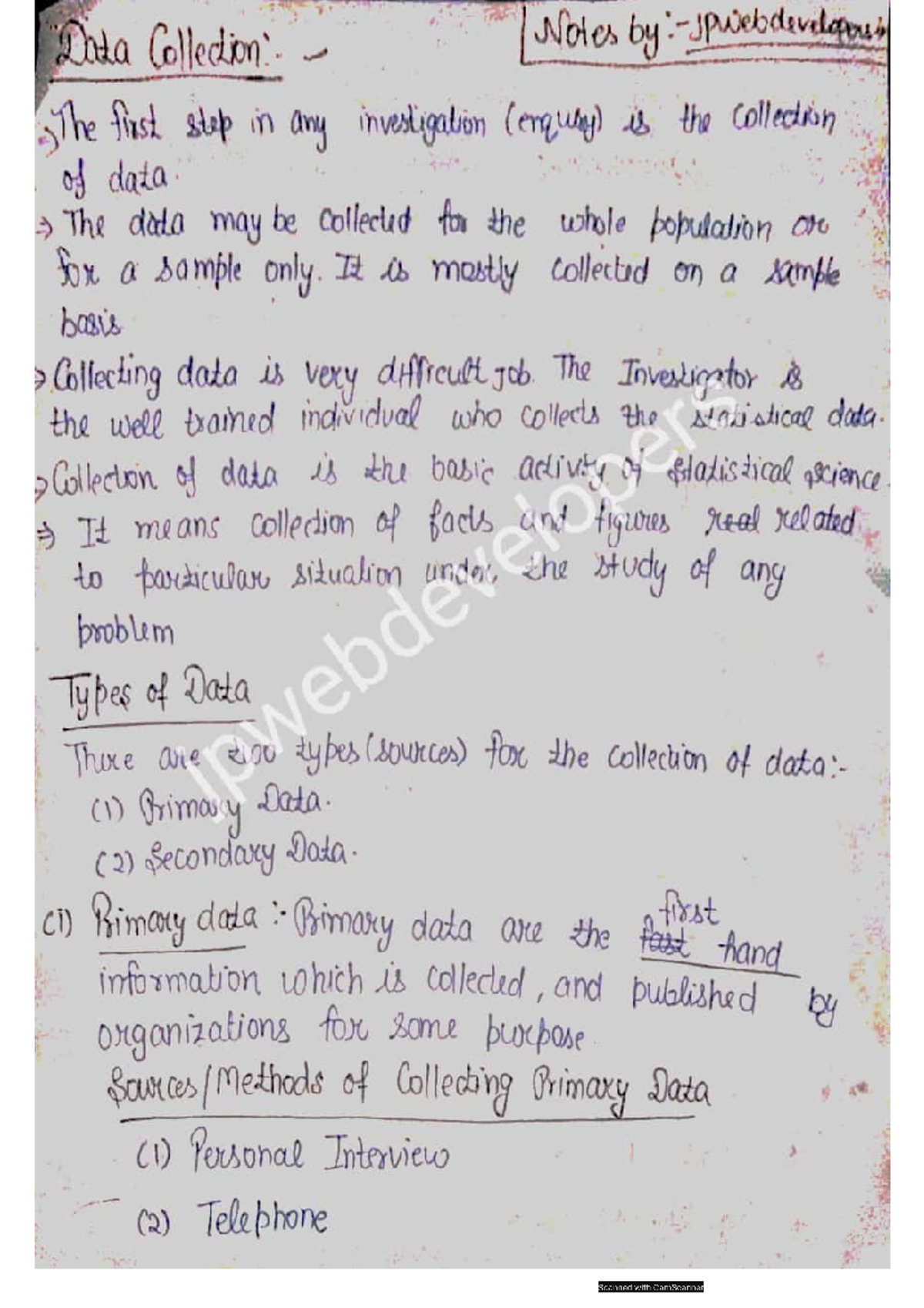 Data Collection - Notes - Bachelor of Computer Applications - Studocu