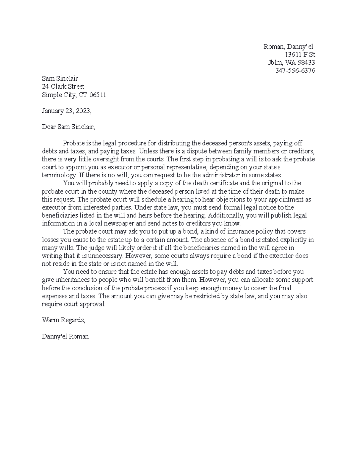 Unit 3 n/a Roman, Danny’el 13611 F St Jblm, WA 98433 347596 Sam