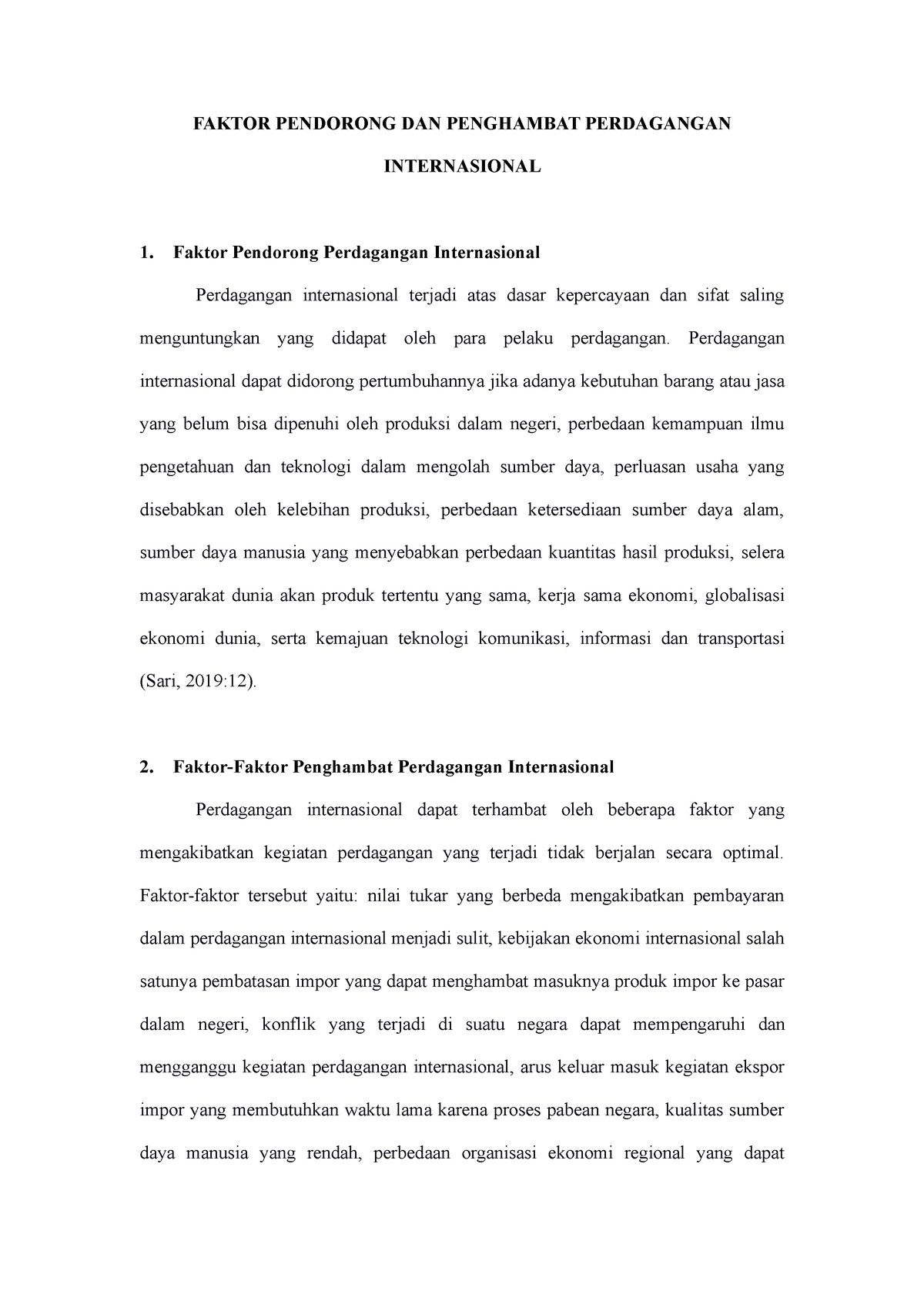 Faktor Pendorong Dan Penghambat Perdagangan Intern - FAKTOR PENDORONG ...