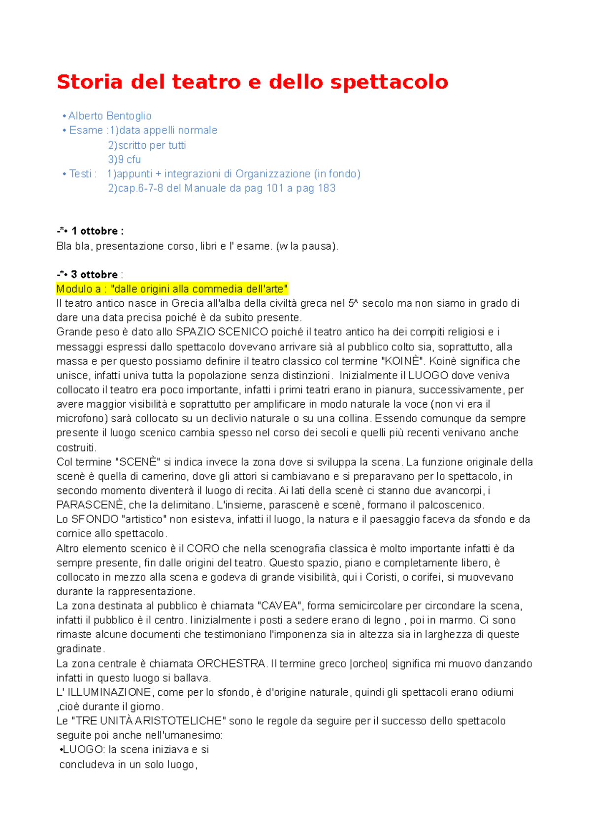 storia del teatro e dello spettacolo