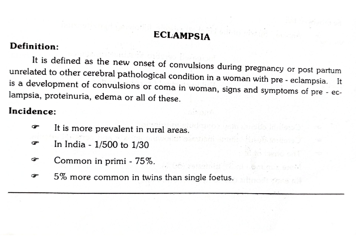 Eclampsia Obstetrics and gynaecology of nursing Studocu
