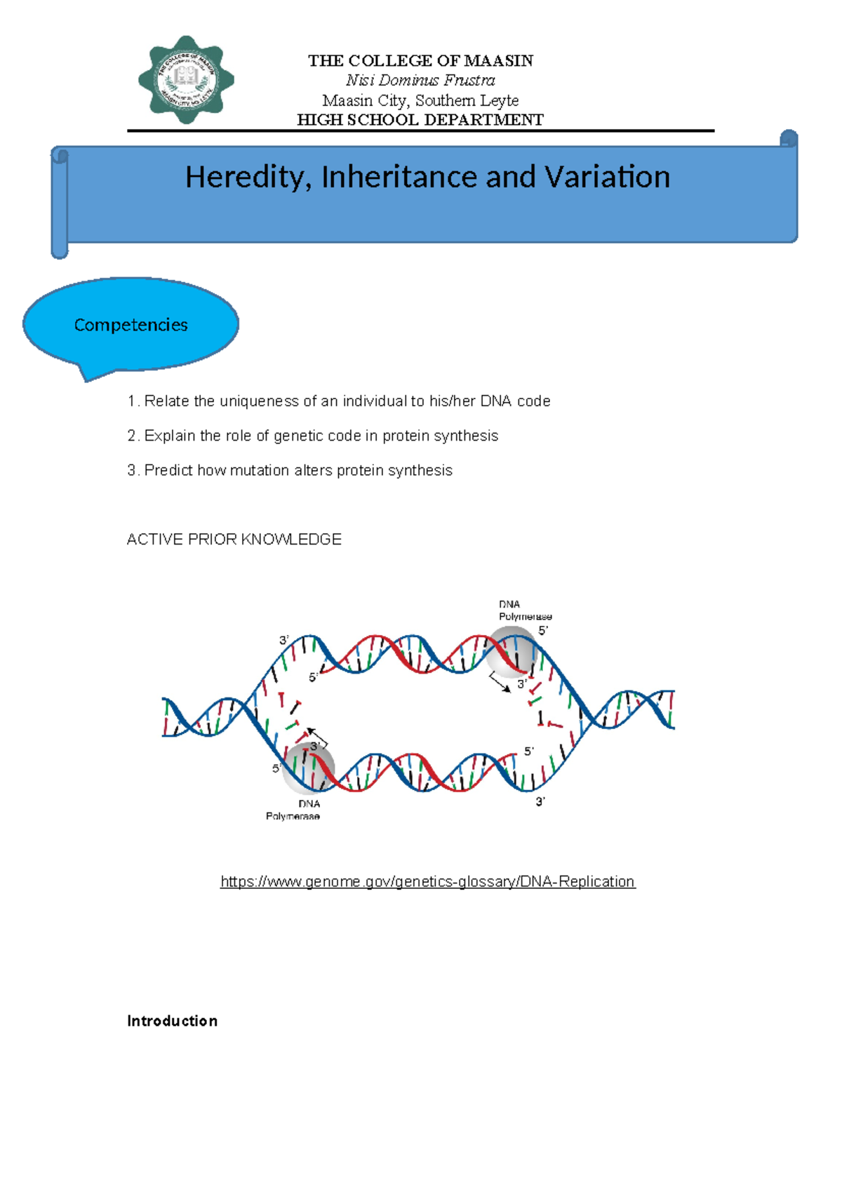 Mutation Module - Nisi Dominus Frustra Maasin City, Southern Leyte HIGH ...