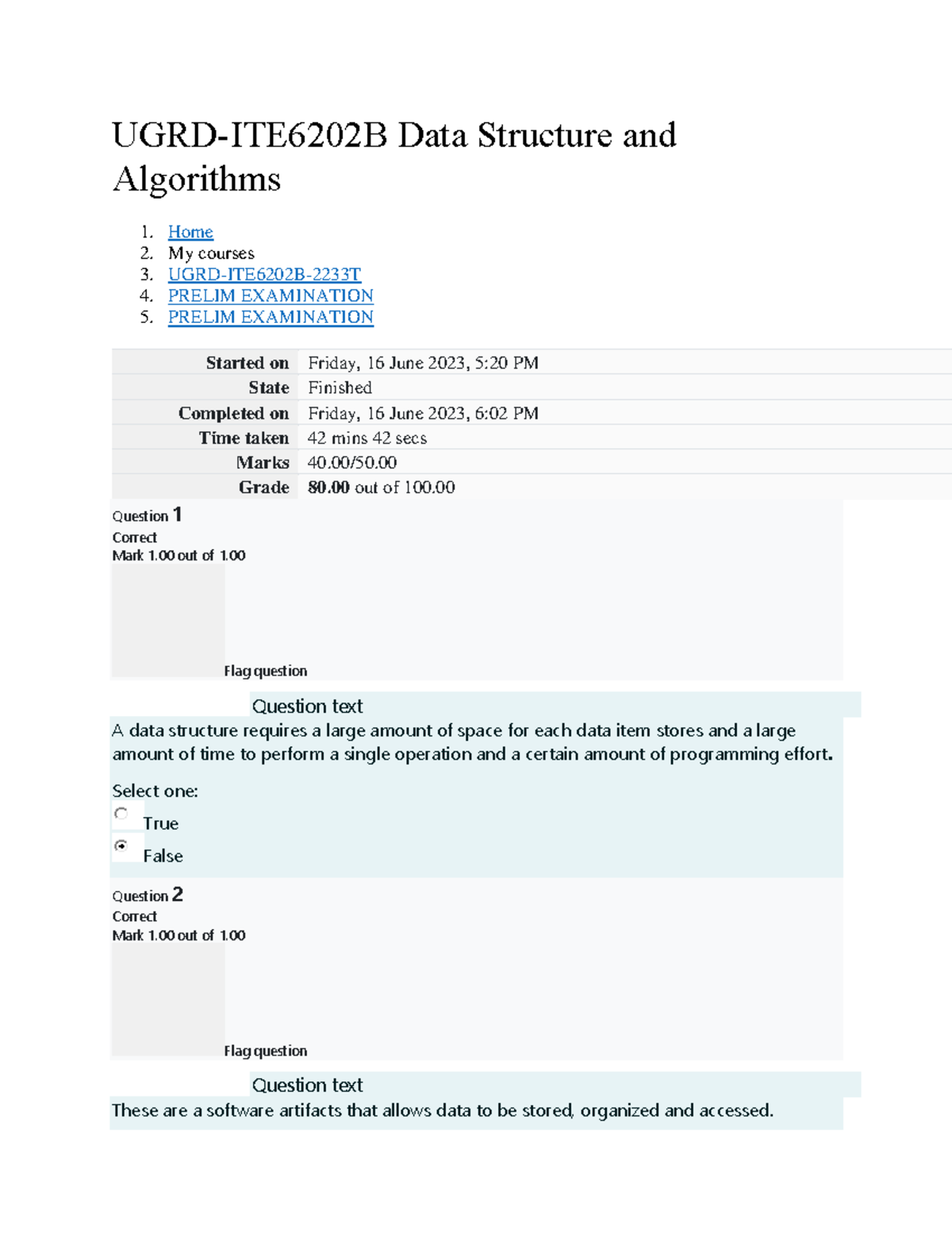 Prelim UGRD-ITE6202B Data Structure And Algorithms - UGRD-ITE6202B Data ...