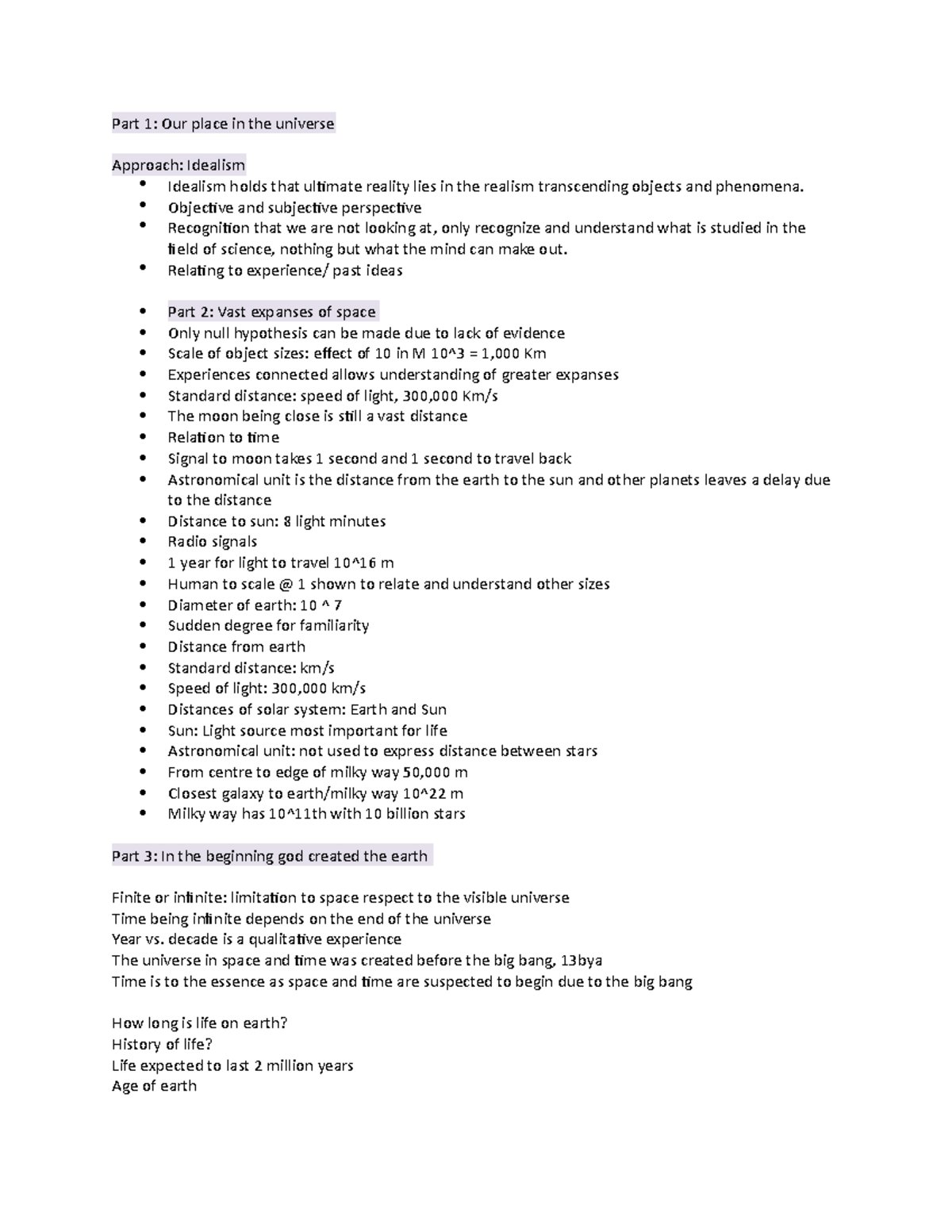 Astronomy 2021A - Unit 1 summary - Part 1: Our place in the universe ...