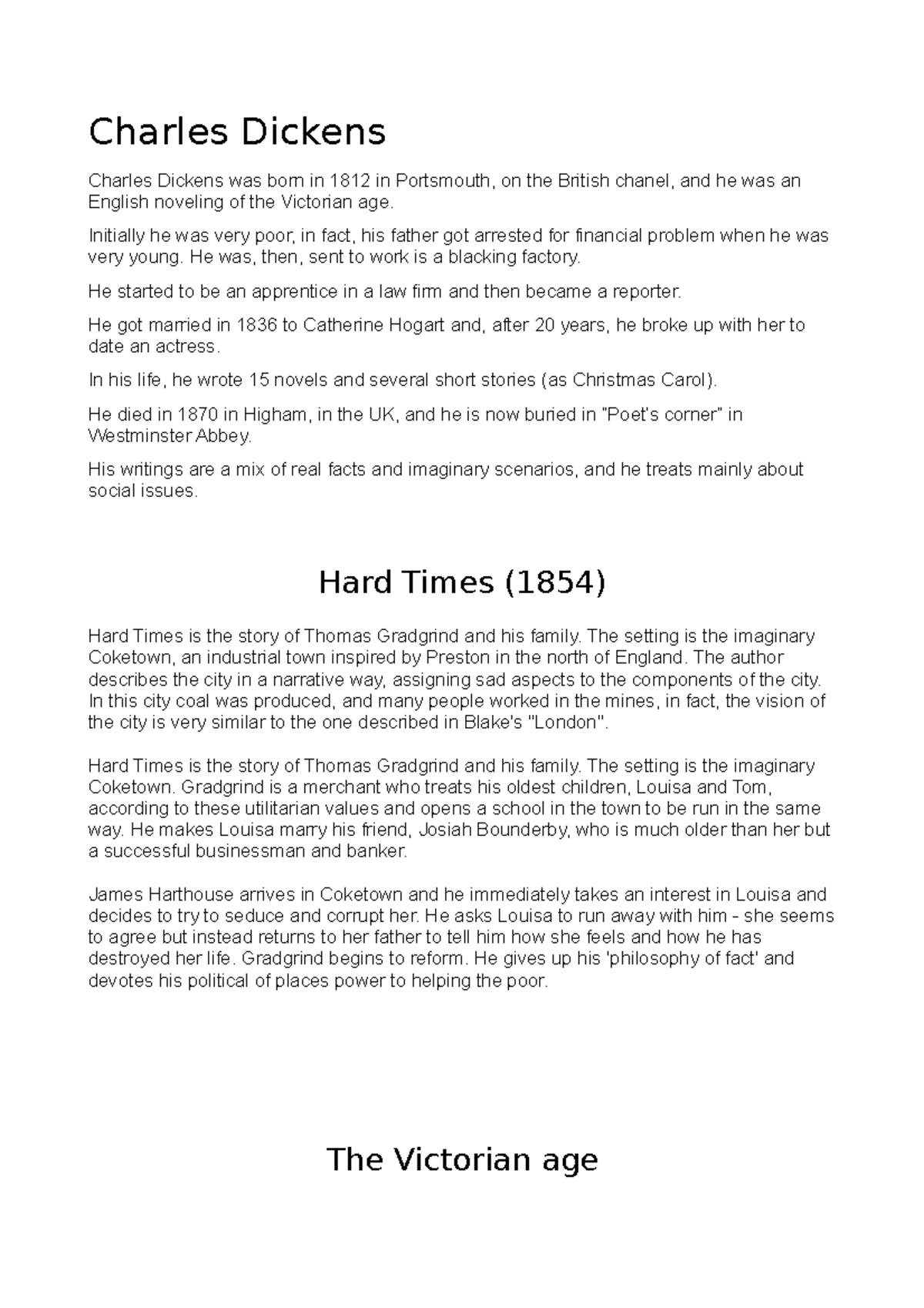 Charles Dickens - Charles Dickens Charles Dickens was born in 1812 in ...