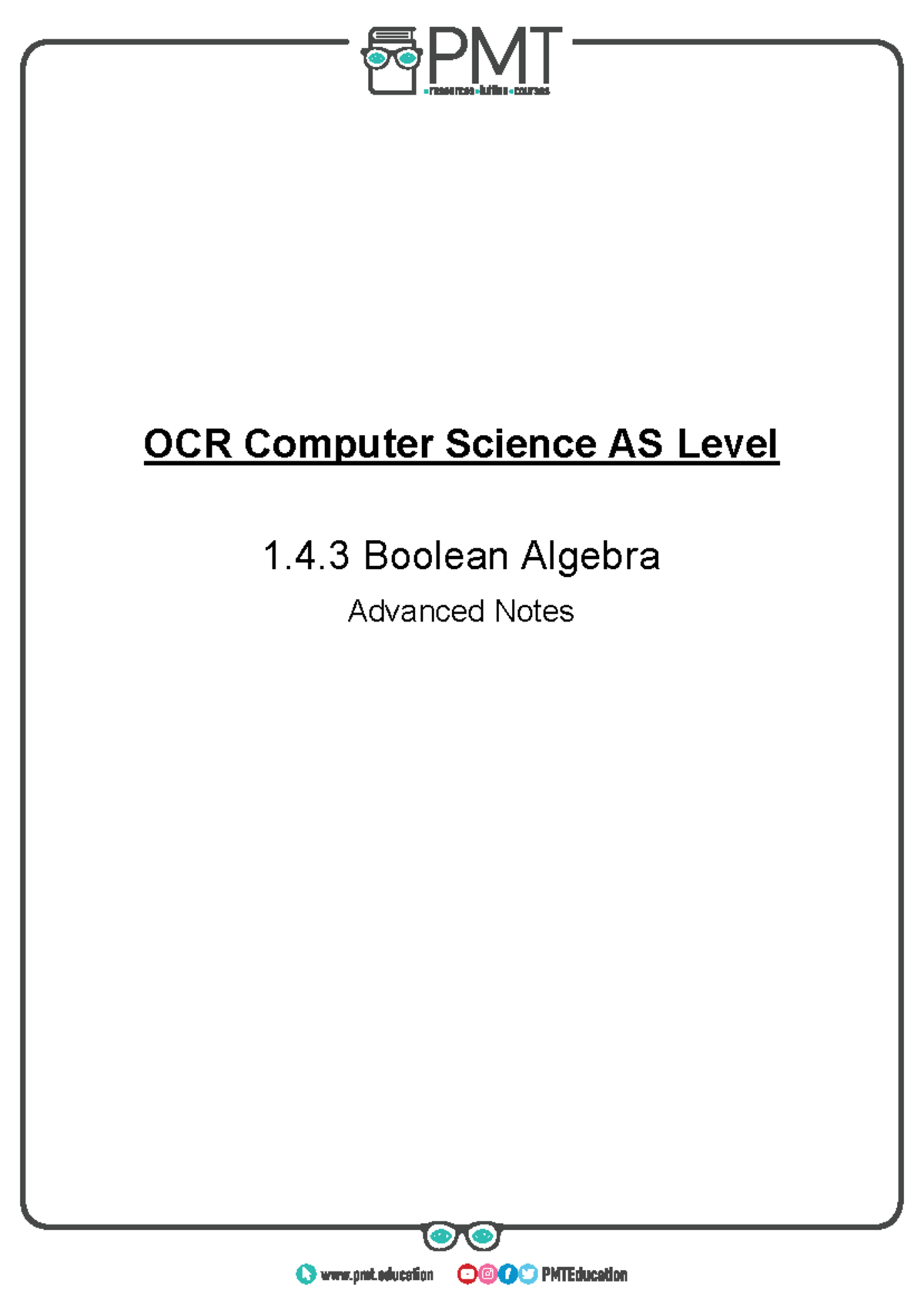 1.4.3. Boolean Algebra - OCR Computer Science AS Level 1.4 Boolean ...