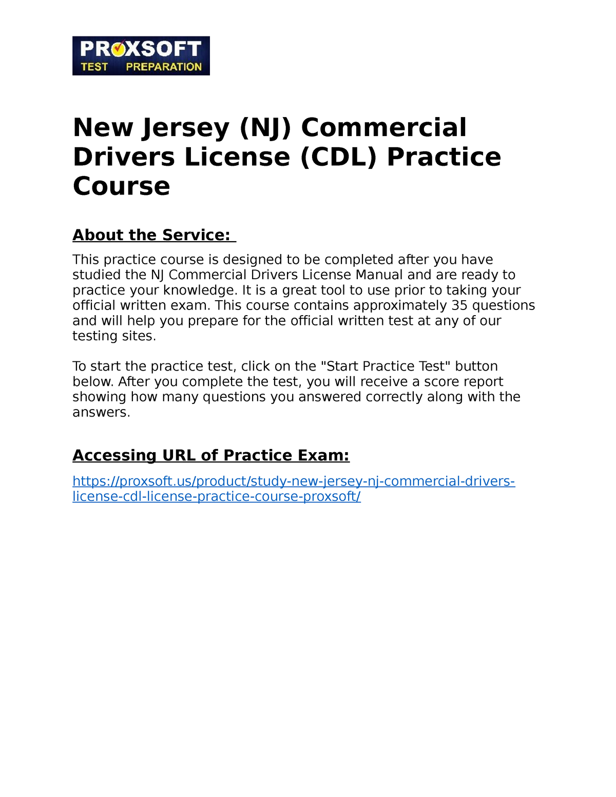 New Jersey (NJ) Commercial Drivers License (CDL) Practice Course New