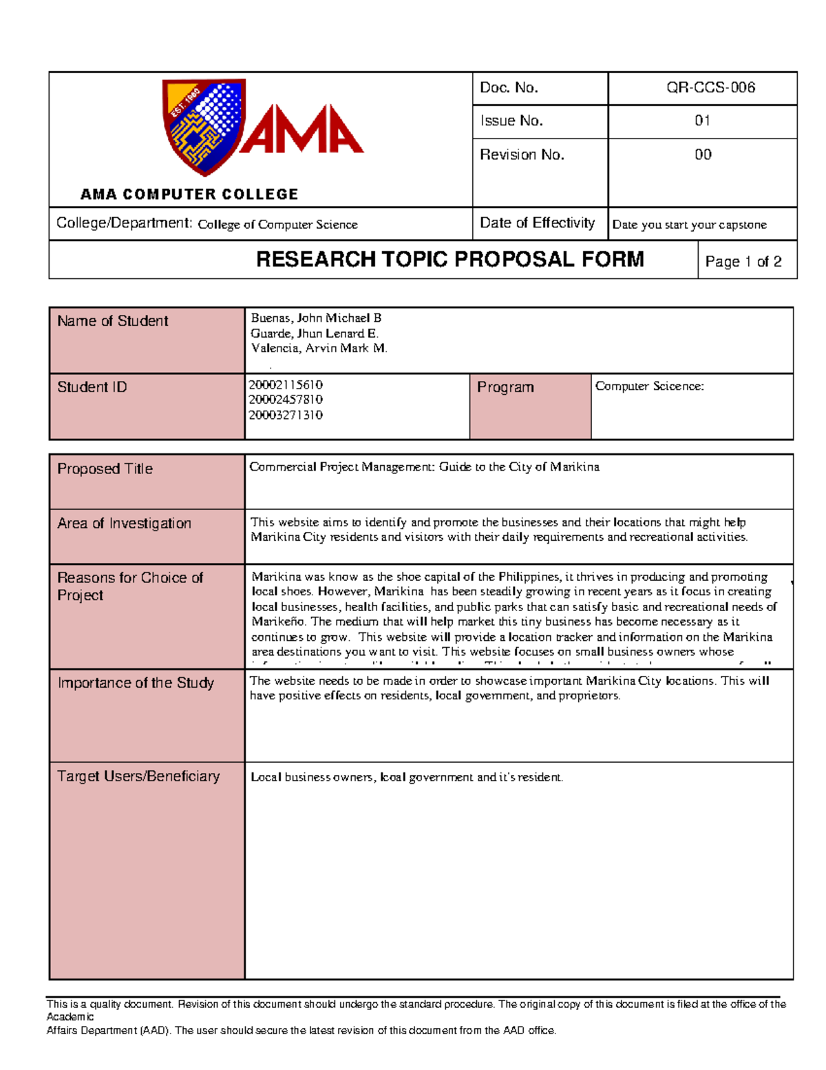 Commercial-Project-Management - AMA COMPUTER COLLEGE SANTIAGO CITY Doc ...